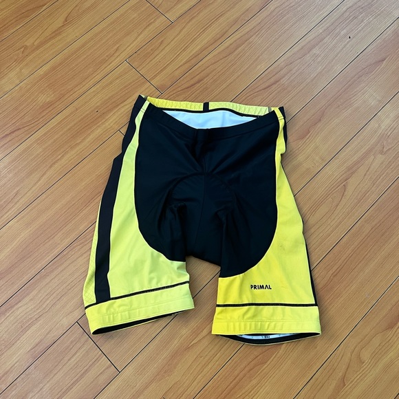 Primal Bike Shorts Mens Size XL Yellow Black Padded Cycling Stretch Extra Large - Picture 6 of 7